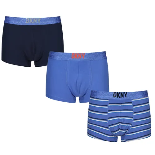 DKNY Mens Cotton Boxers in Blue/Stripe/Purple with Super