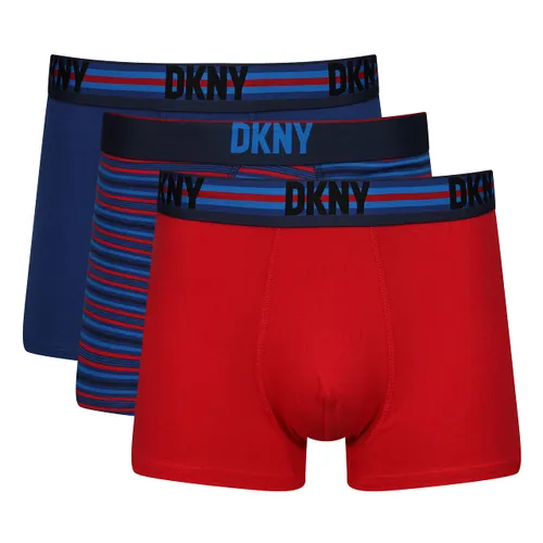 DKNY Mens Cotton Boxers in Blue/Stripe/Red with Super Soft
