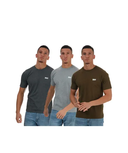 DKNY Mens Giants 3 Pack Lounge T-Shirts in olive Cotton
