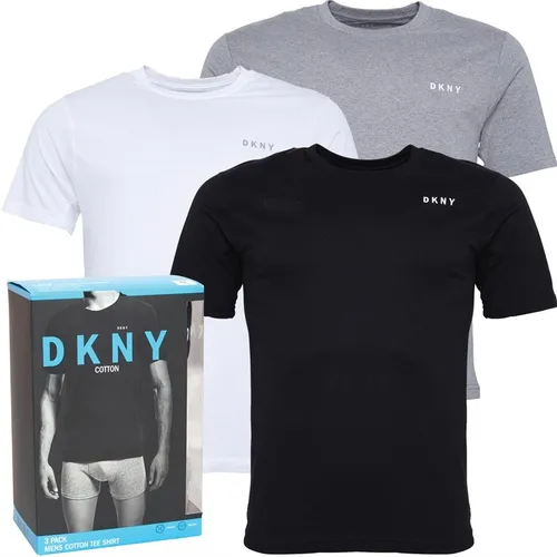DKNY Mens Giants Three Pack T-Shirts Black/White/Grey Marl
