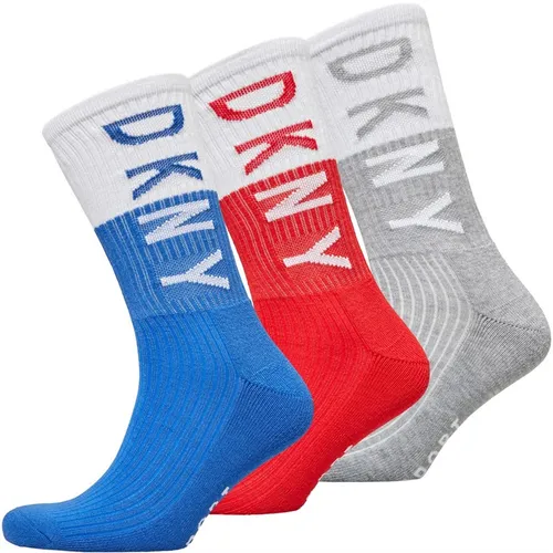 DKNY Mens Lenox Three Pack Socks Red/Blue/Grey Marl
