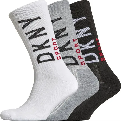 DKNY Mens Palm Three Pack Socks Black/Grey/White