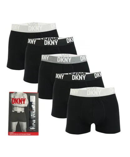 DKNY Mens Portland 5 Pack Trunk Boxer Shorts in Black Cotton