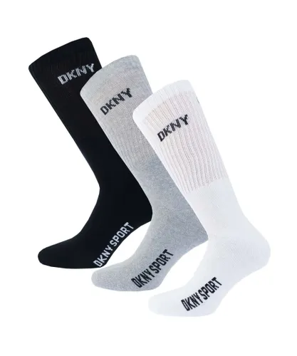 DKNY Mens Radde 3 Pack Sport Socks in Black Grey White Cotton