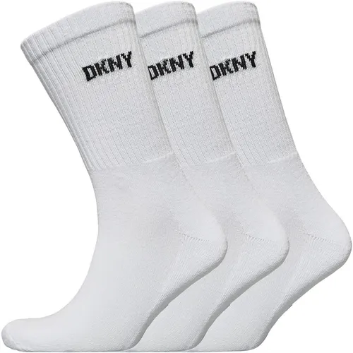 DKNY Mens Radde Three Pack Crew Socks White