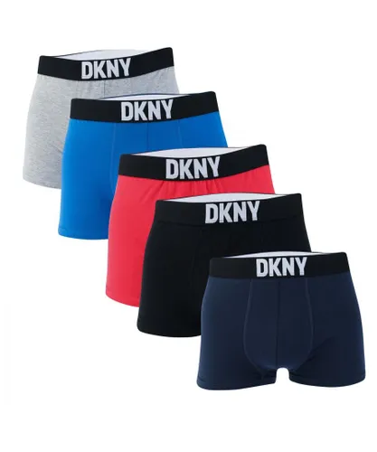 DKNY Mens Walpi 5 Pack Trunk Boxer Shorts in Multi colour - Multicolour Cotton