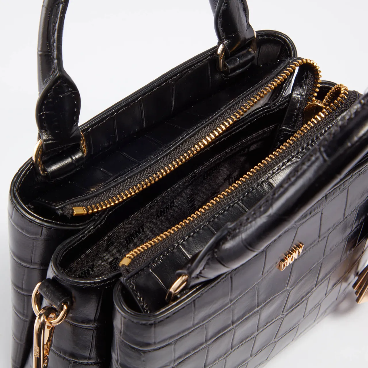 DKNY Paige Croc-Effect Leather Crossbody Satchel Bag