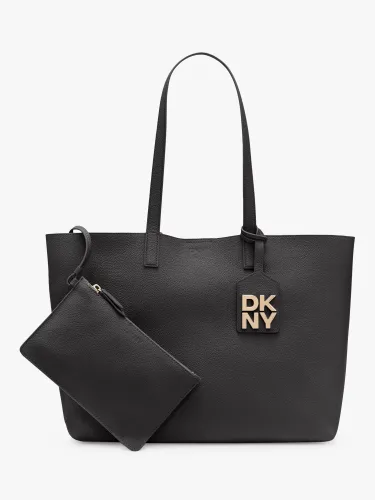 DKNY Park Slope Leather Tote Bag, Black/Gold - Black/Gold - Female