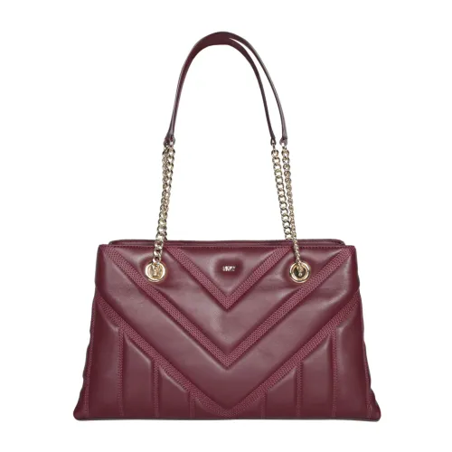 Dkny , Quilted Bordeaux Leather Tote Bag ,Red female, Sizes: ONE SIZE