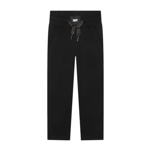 Dkny , Relaxed Fit Cotton Jogging Pants ,Black male, Sizes: