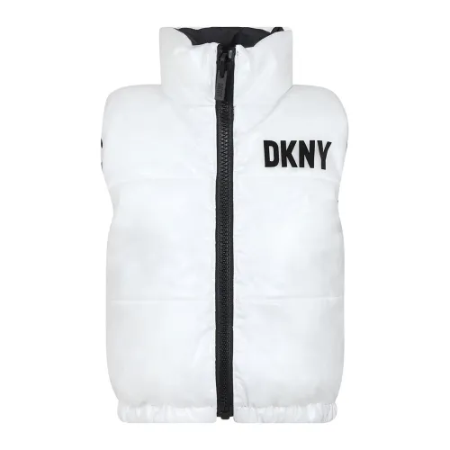 Dkny , Reversible White Padded Vest for Girls ,White female, Sizes: