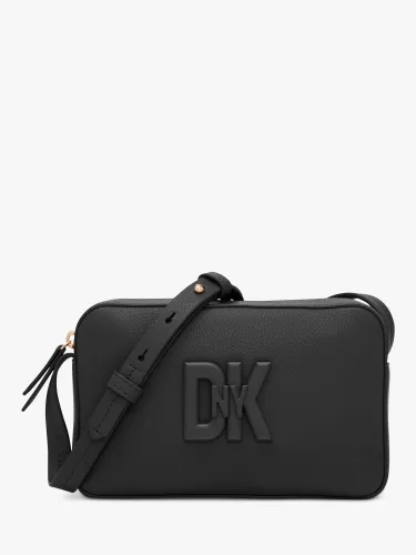 DKNY Seventh Avenue Leather Camera Cross Body Bag, Black - Black - Female