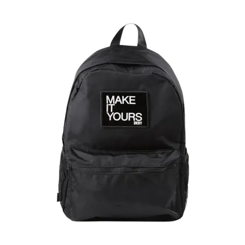 Dkny , Solid Color Backpack with Front Pocket and Open Mesh Side Pockets ,Black unisex, Sizes: ONE SIZE