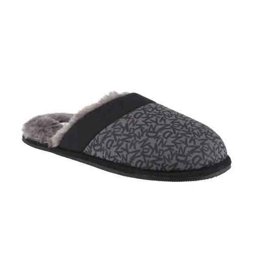 DKNY Unisex Mens Mule Slipper with All Over Branded Print