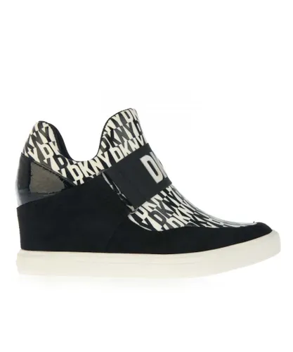 DKNY Womenss All Over Print Trainers in Black Textile