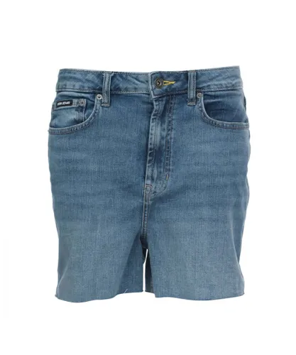 DKNY Womenss High Rise Kent Shorts in Blue Cotton