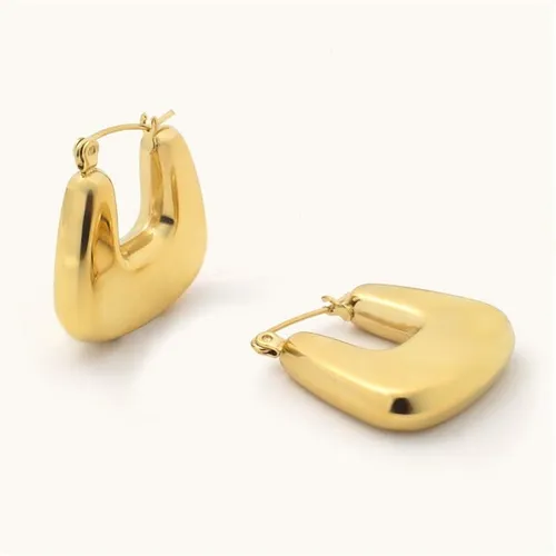 D.LOUISE Bold Square Hoops - Gold