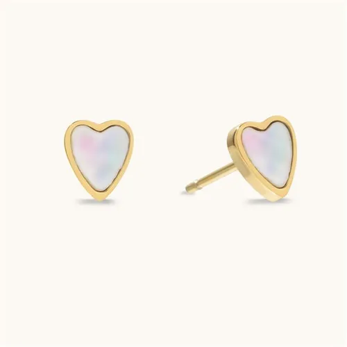 D.Louise Mother Of Pearl Heart Studs - Gold