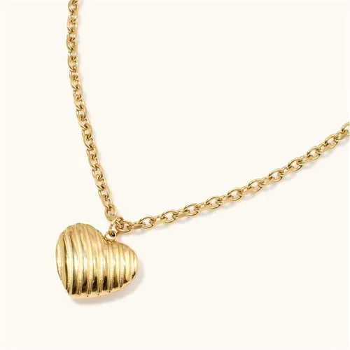 D.Louise Ridged Heart Pendant Necklace - Gold