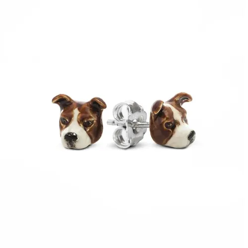 Dog Fever Sterling Silver Enamelled American Staffordshire / Pitbull Muzzle Earrings