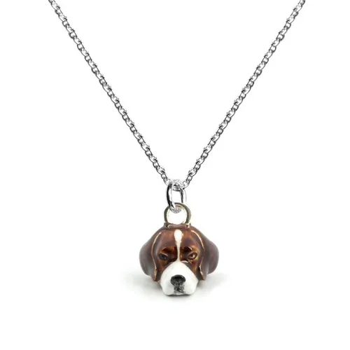 Dog Fever Sterling Silver Enamelled Beagle Muzzle Necklace