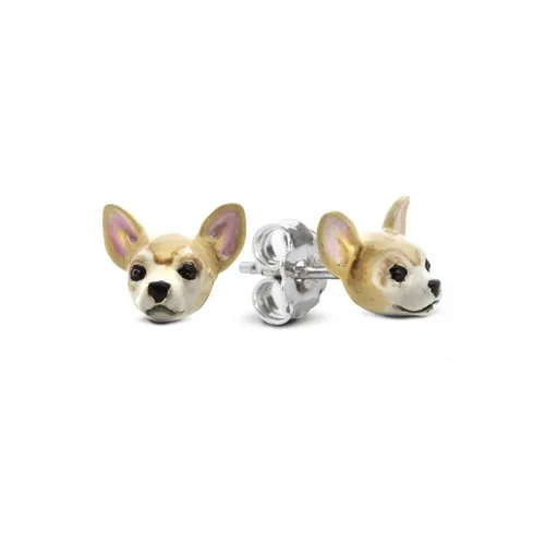 Dog Fever Sterling Silver Enamelled Chihuahua Muzzle Earrings