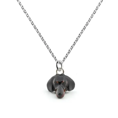 Dog Fever Sterling Silver Enamelled Dachshund Muzzle Necklace