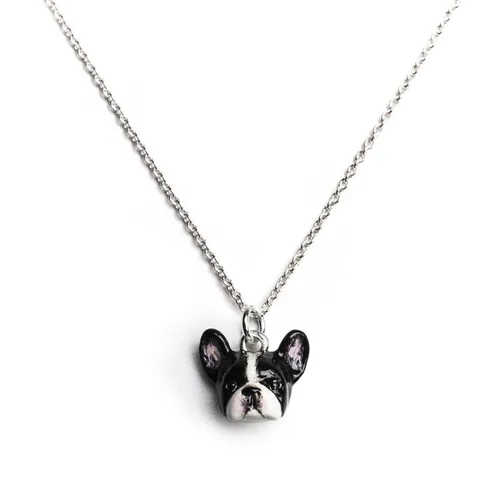 Dog Fever Sterling Silver Enamelled French Bulldog Muzzle Necklace