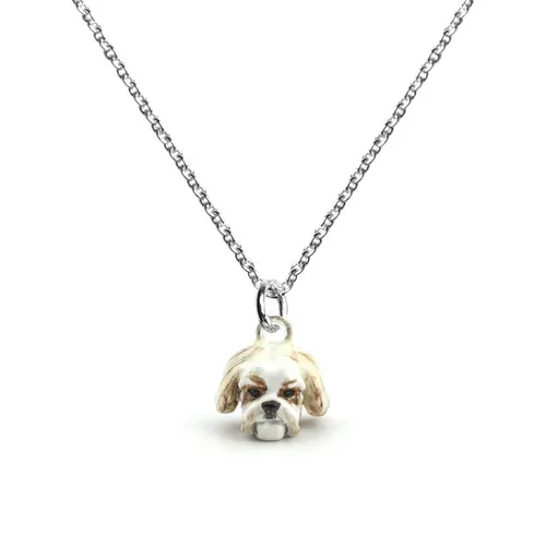 Dog Fever Sterling Silver Enamelled Shih Tzu Muzzle Necklace
