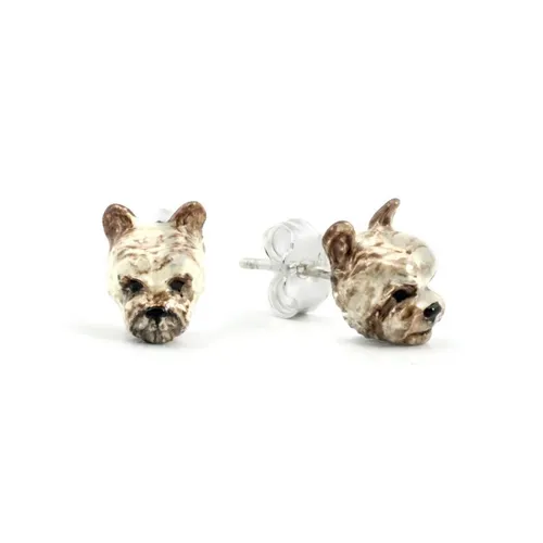 Dog Fever Sterling Silver Enamelled Yorkshire Muzzle Earrings
