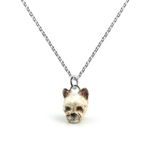 Dog Fever Sterling Silver Enamelled Yorkshire Muzzle Necklace