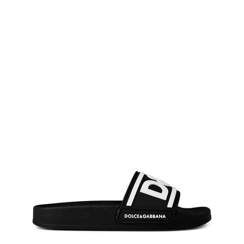 DOLCE AND GABBANA 3d Logo Flat Slides Junior Boys - Black