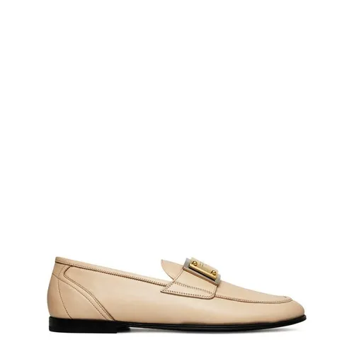 DOLCE AND GABBANA Ariosto Plaque Loafers - Beige