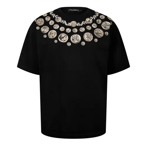 Dolce and Gabbana Coin Print Jersey T-Shirt - Black
