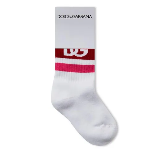 Dolce and Gabbana Dg Logo Socks Jn42 - White
