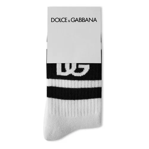 Dolce and Gabbana Dg Logo Socks Jn42 - White