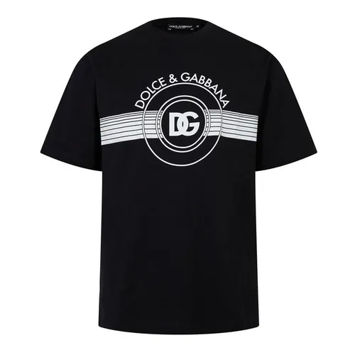 Dolce and Gabbana Dg Logo Stripe Tee Sn34 - Black