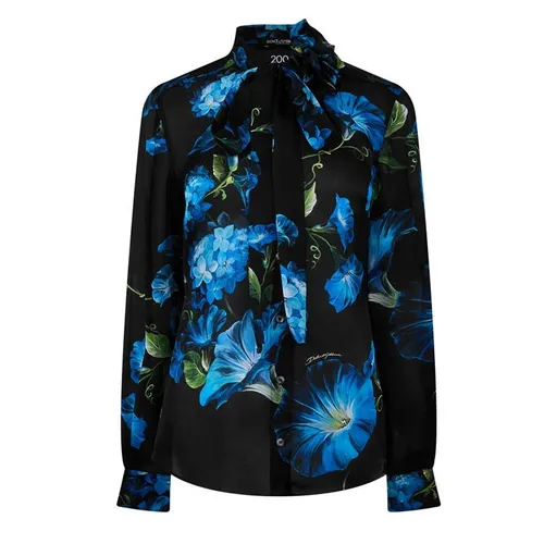 Dolce and Gabbana Dg Silk Ls Shirt Ld42 - Black