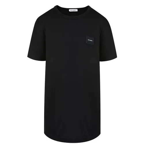 DOLCE AND GABBANA Junior Unisex Plaque T Shirt - Black