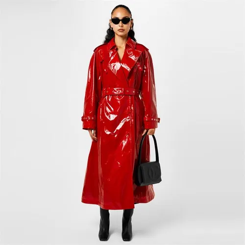 DOLCE AND GABBANA Patent Leather Trench Coat - Red