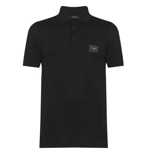 Dolce and Gabbana Rubber Plate Polo Shirt - Black