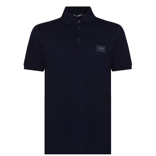 Dolce and Gabbana Rubber Plate Polo Shirt - Blue
