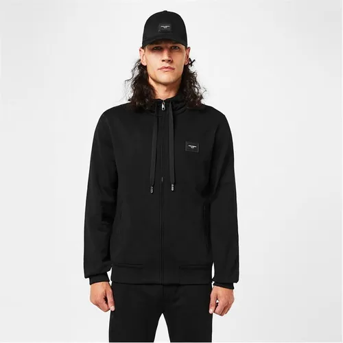 Dolce and Gabbana Rubber Plate Zip Hoodie - Black