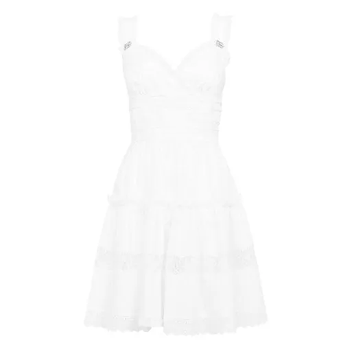 Dolce and Gabbana V Neck Dress - White