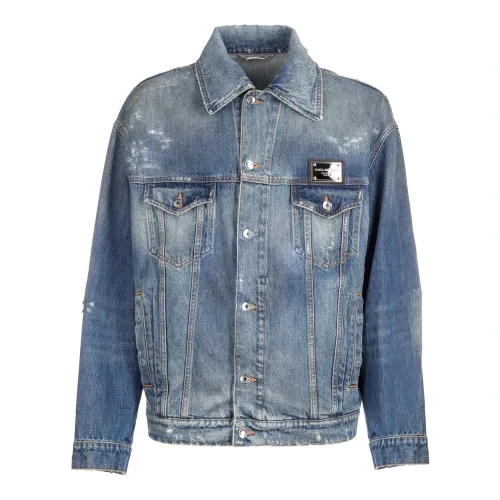 Dolce & Gabbana , All-Weather Cotton Jacket ,Blue male, Sizes: