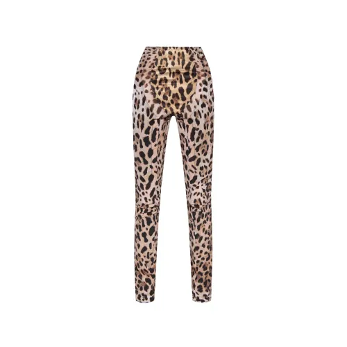 Dolce & Gabbana , Animal Motif Trousers ,Brown female, Sizes: