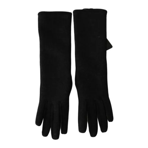 Dolce & Gabbana , Authentic Mid Arm Length Gloves, Black/Gray, Made in Italy ,Black female, Sizes: