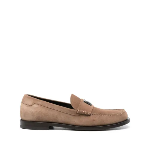 Dolce & Gabbana , Beige Logo Loafers with Square Tip ,Beige male, Sizes: