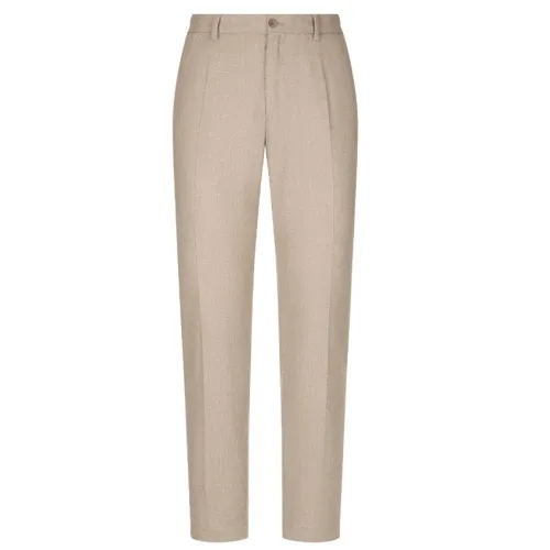 Dolce & Gabbana , Beige Tailored Trousers with Pressed Crease ,Beige male, Sizes:
