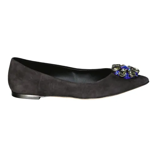 Dolce & Gabbana , Bellucci Suede Flats with Crystal Embellishments ,Multicolor female, Sizes: